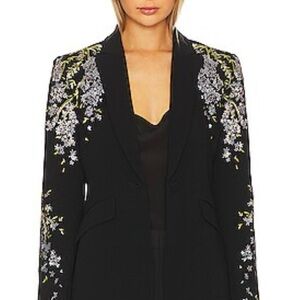Cinq a Sept Black and White Blazer with Metallic Embellishments